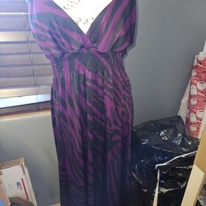 She's Cool Womans Purple/Black Maxi Dress Size XL
